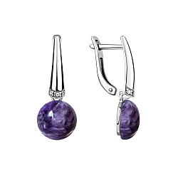 Серьги, Серебро 925, Чароит 2340461965л