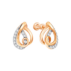 Серьги пусеты-гвоздики, Золото 585, Фианит 04-52-0654-00
