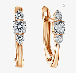 Серьги, Золото 585, Фианит Срг292168НГ/бцФ/з585