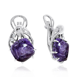 Серьги, Серебро 925, Чароит 2340460984