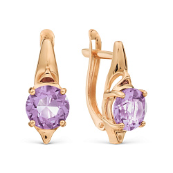 Серьги, Золото 585, Аметист Т10102Б717
