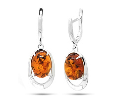 Серьги, Серебро 925, Янтарь 626584