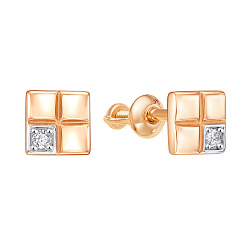 Серьги пусеты-гвоздики, Золото 585, Фианит 04-62-0489-00