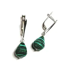 Серьги, Серебро 925, малахит прессованный 5726р-с