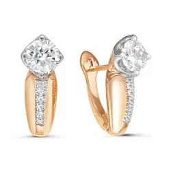 Серьги, Золото 585, Фианит дф120018