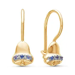 Детские серьги,  Золото 585, Фианит С132-3698Фг