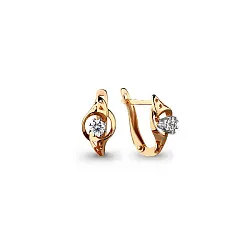 Серьги, Золото 585, Фианит 45380