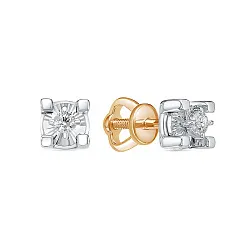 Серьги пусеты-гвоздики, Золото 585, Бриллиант С01992-120