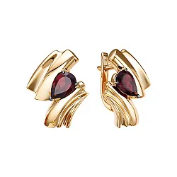 Серьги, Золото 585, Гранат С124-6398Гр