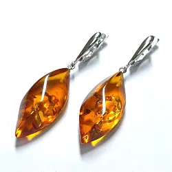 Серьги, Серебро 925, Янтарь 0420р-с