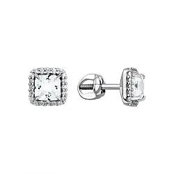 Серьги пусеты-гвоздики, Серебро 925, Топаз 2340071875л-1