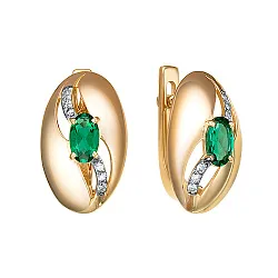Серьги, Золото 585, Изумруд С112-5187ГТИ