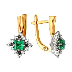 Серьги, Золото 585, Изумруд 44010114
