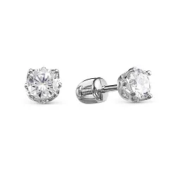Серьги пусеты-гвоздики, Золото 585, Фианит б050374