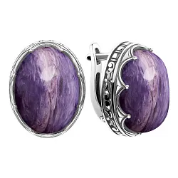 Серьги, Серебро 925, Чароит 2340465117