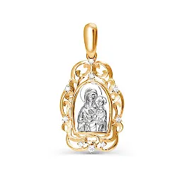 Иконка нательная,  Золото 585, Фианит 032178 Иконка нательная,  Золото 585, Фианит 032178