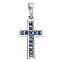Подвеска крест, Золото 585, Сапфир 59-42P00225-SA Подвеска крест, Золото 585, Сапфир 59-42P00225-SA