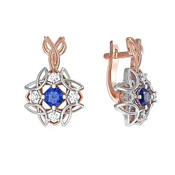 Серьги, Золото 585, Сапфир с8667С Серьги, Золото 585, Сапфир с8667С